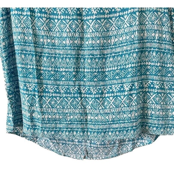 Karissa and Me Flare Sleeve Top Womens Small Teal Blue Aztec Print NEW - Picture 4 of 11